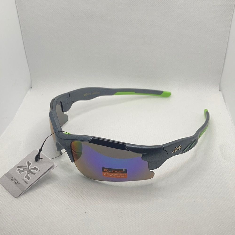 X-Loop Mens Wrap Around Semi Rimless Mirrored Lens